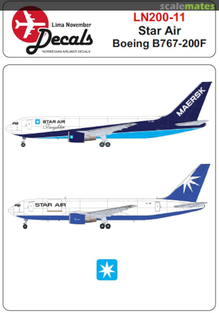 Boxart Star Air Boeing 767-200F old and new scheme. LN200-11 Lima November Decals