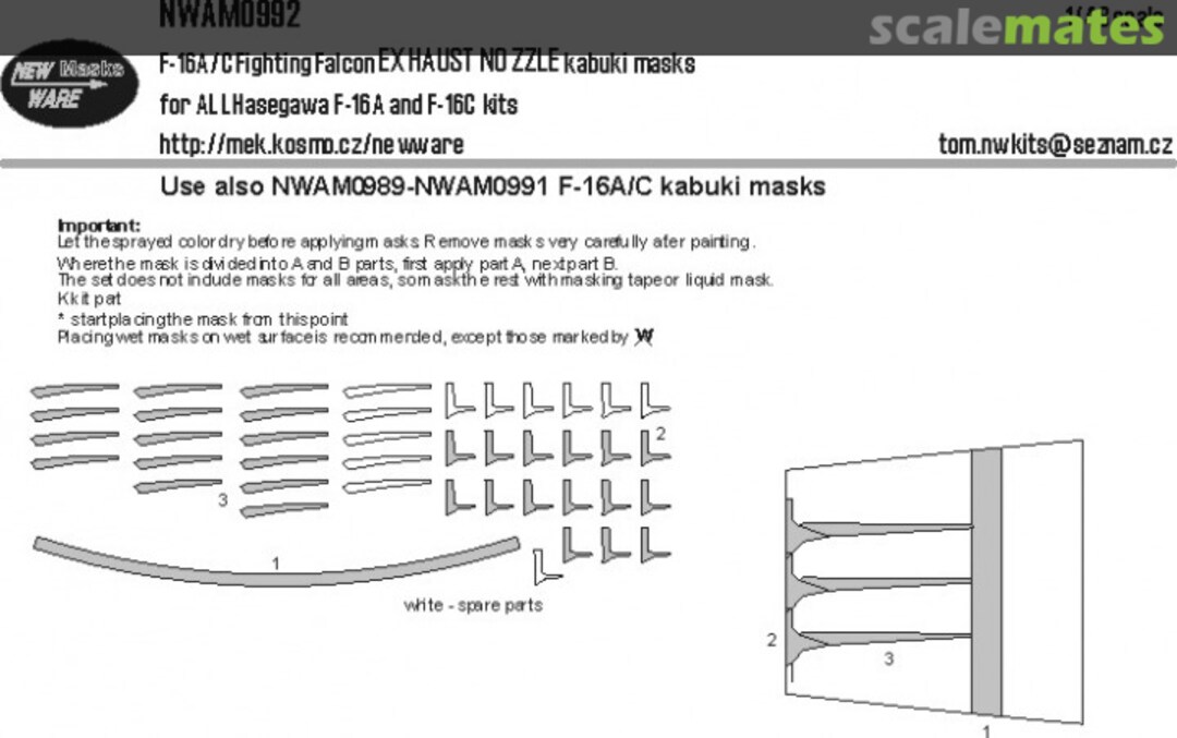 Boxart F-16A/C Fighting Falcon EXHAUST NOZZLE kabuki masks NWAM0992 New Ware