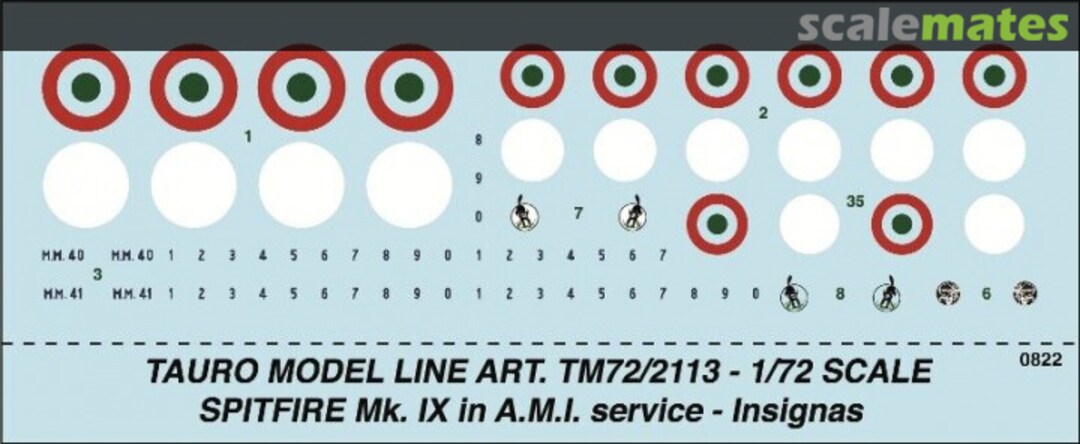 Boxart Spitfire Mk. IX in A.M.I service - Insignias TM72/2113 Tauro Model