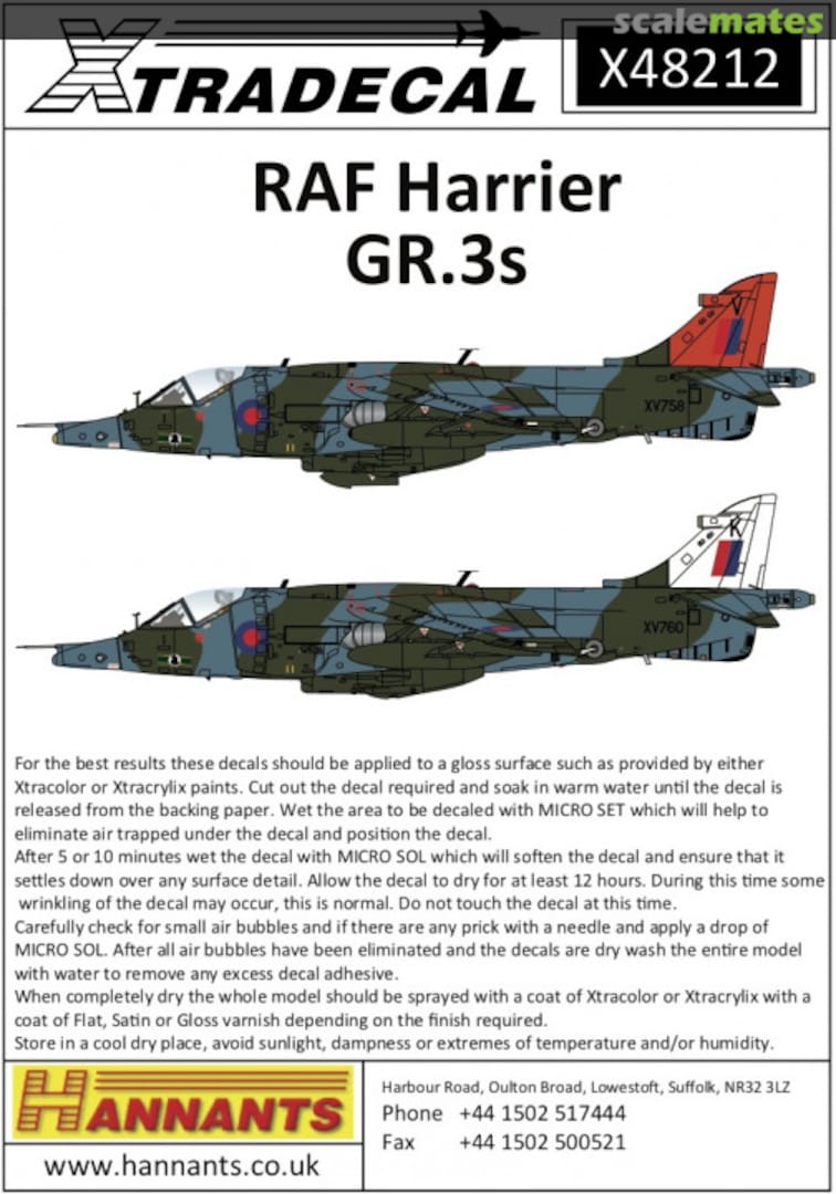 Boxart RAF Harrier GR.3s X48212 Xtradecal