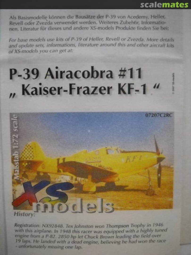 Boxart P-39 Airacobra #11 "Kaiser-Frazer KF-1" 07209KF1RC XS-models