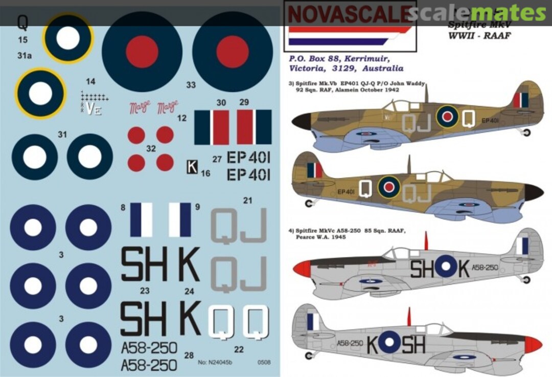 Boxart Spitfire Mk.Vb & Mk.Vc - RAAF N-24045b Novascale