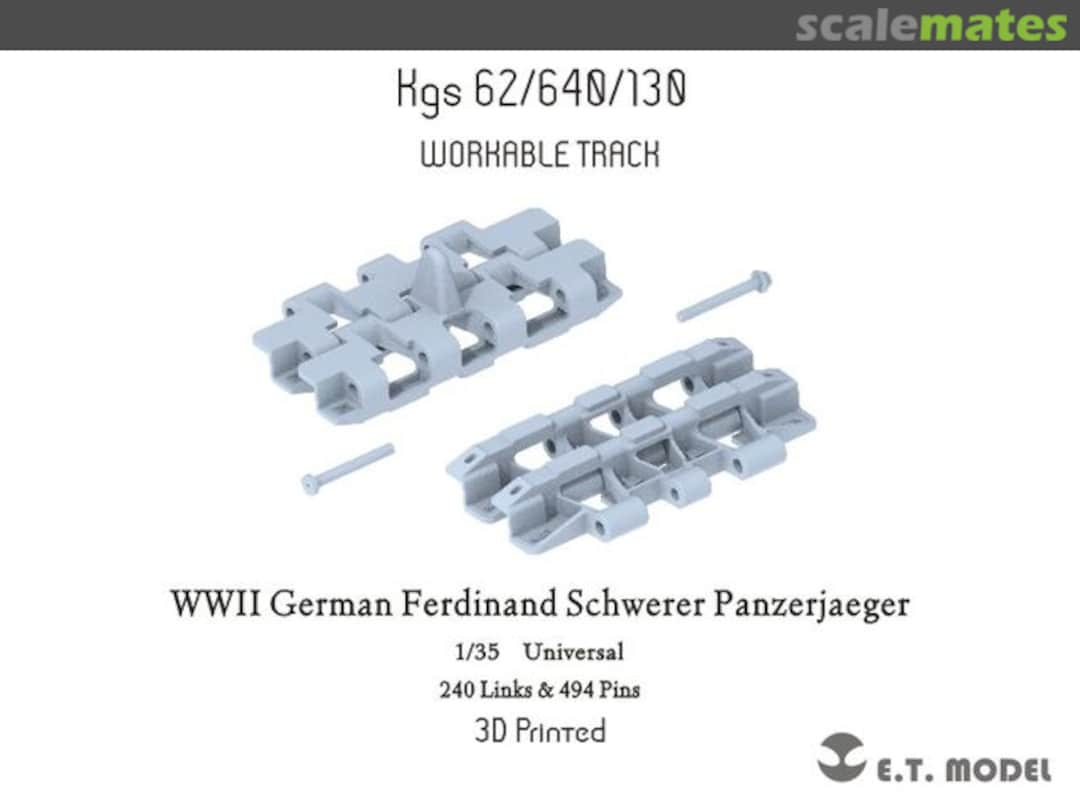 Boxart WWII German Ferdinand Schwerer Panzerjaeger workable track P35-010 E.T. Model