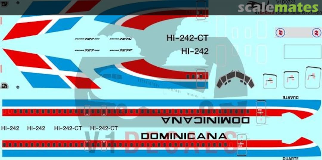 Boxart Dominicana Boeing 727-200 V1D0723-144 V1 Decals