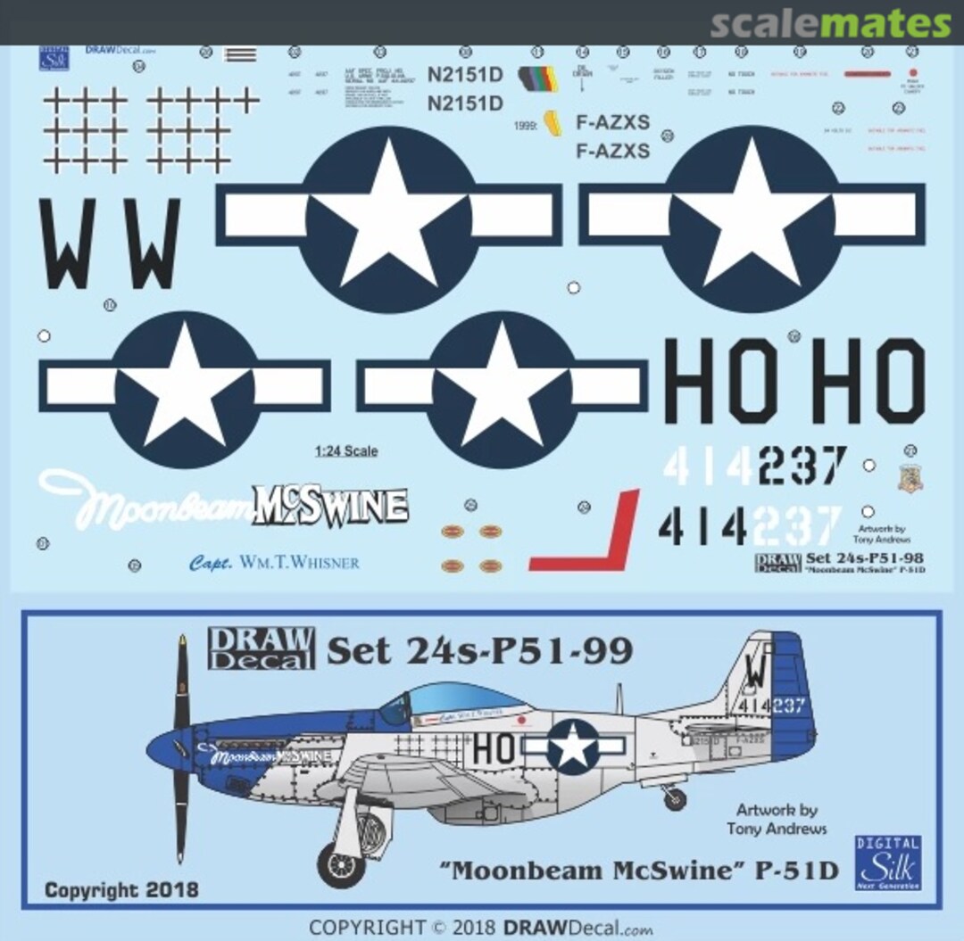 Boxart “Moonbeam McSwine” P-51D 24-P51-99 Draw Decal