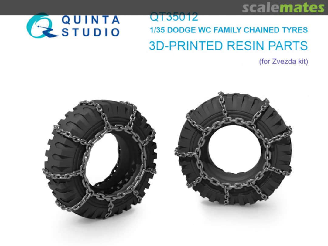 Boxart Dodge WC Family Chained Tyres 3D printed resin parts QT35012 Quinta Studio