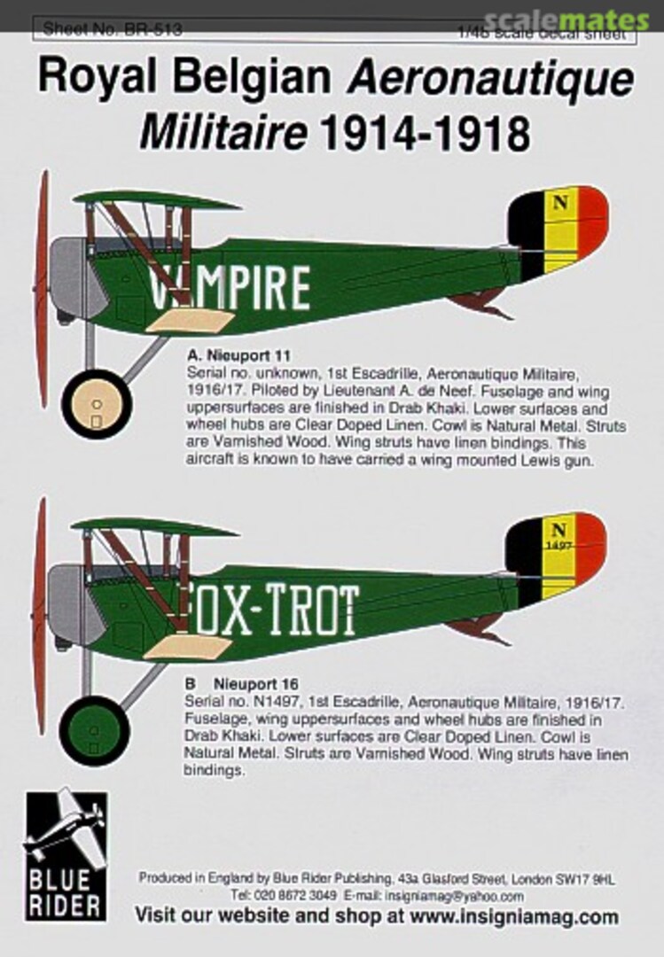 Boxart Royal Belgian Aeronautique Militaire 1914-1918 BR513 Blue Rider