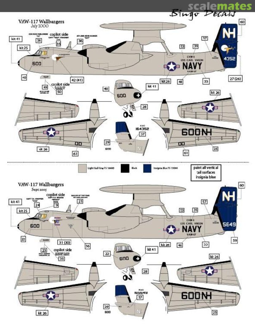 Boxart E-2C Hawkeye Markings for VAW-117 and VAW-120 48-006 Bingo Decals