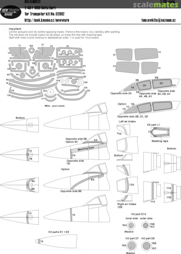 Boxart Masks for Convair F-106B Delta Dart NWAM031 New Ware