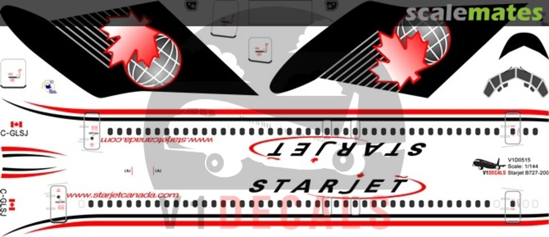 Boxart Starjet Boeing 727-200 V1D0515-144 V1 Decals