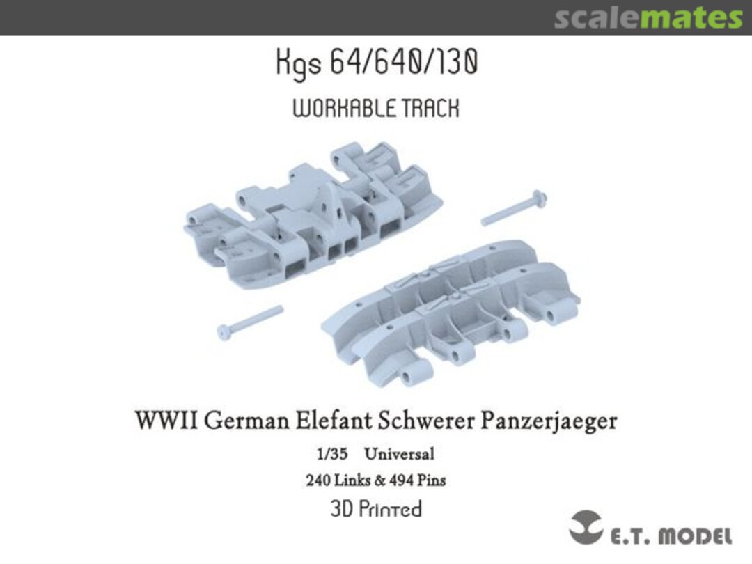 Boxart WWII German Elefant Schwerer Panzerjaeger workable track P35-009 E.T. Model