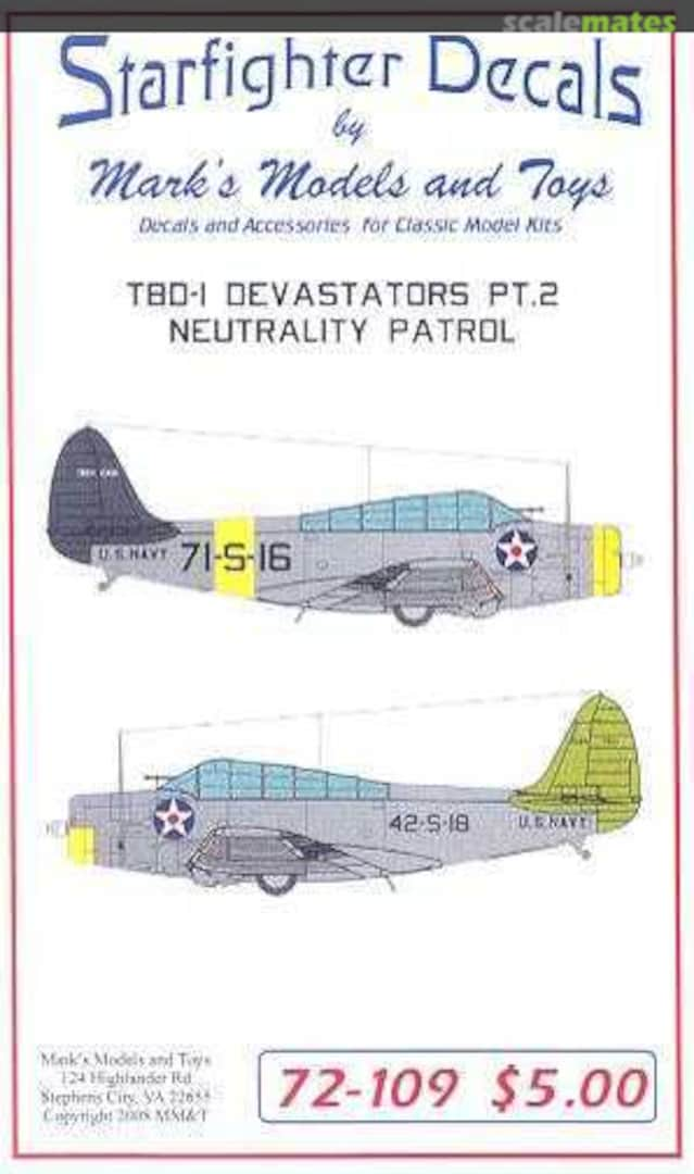 Boxart TBD-1 Devastators Pt. 2 72-109 Starfighter Decals