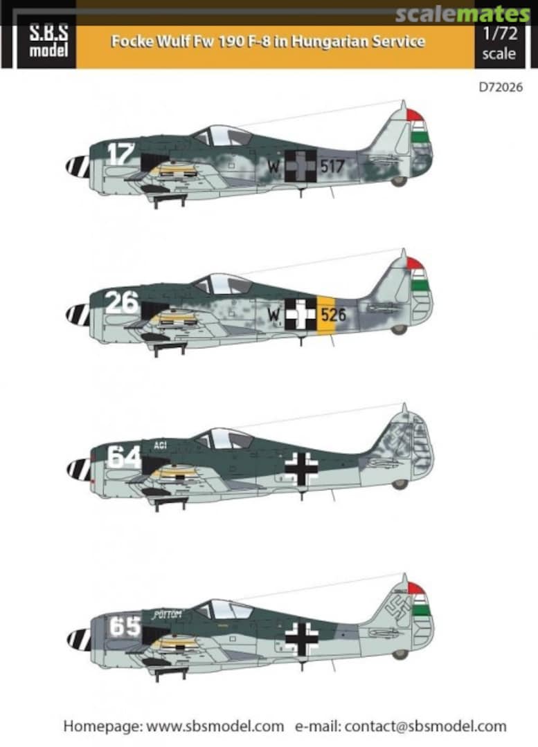 Boxart Focke-Wulf Fw-190 F-8 in Hungarian Service D72026 SBS Model