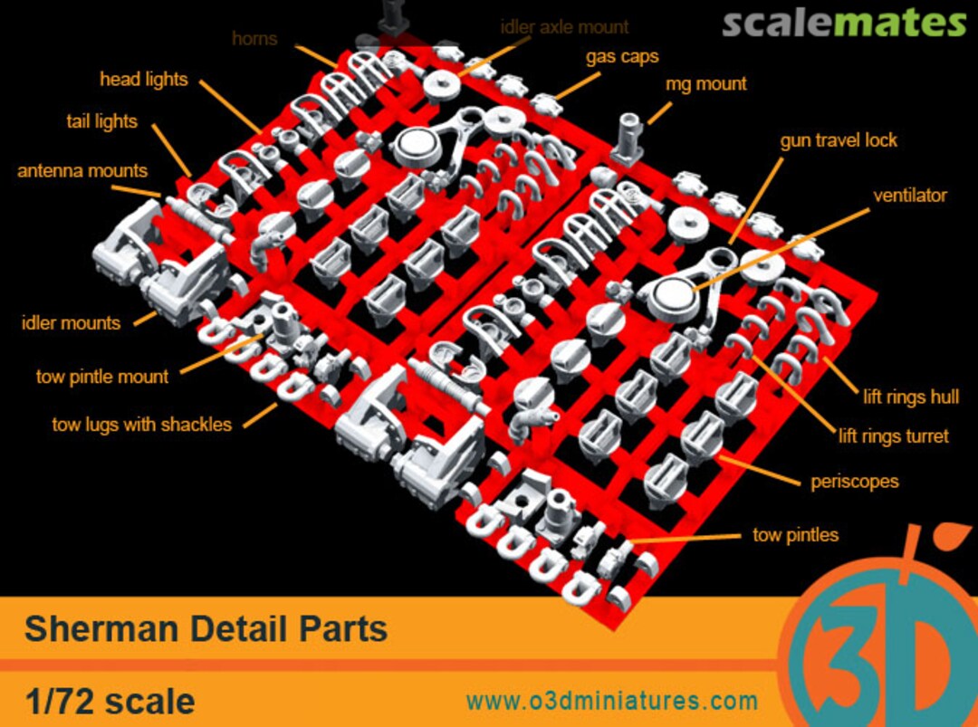 Boxart Sherman Detail Parts 72-033 orange3D