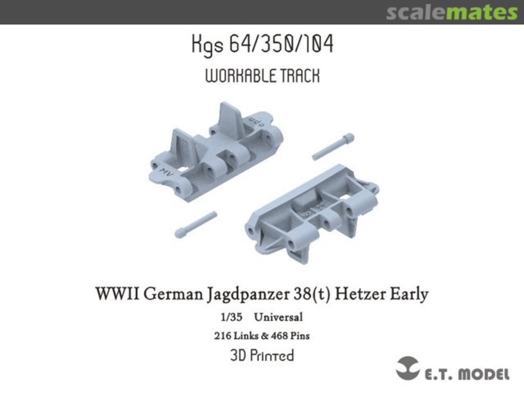 Boxart WWII German Jagdpanzer 38(t) Hetzer Early workable track P35-008 E.T. Model