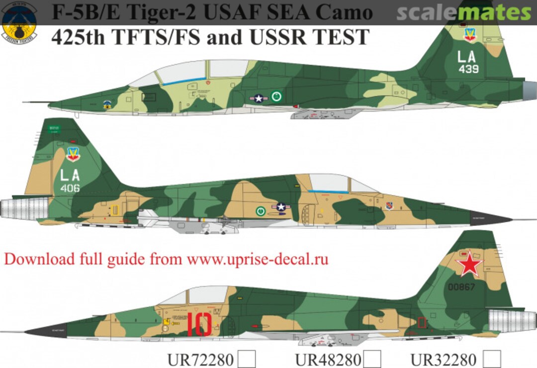 Boxart F-5B/E Tiger-2 USAF SEA Camo 425th TFTS/FS and USSR TEST with stencils UR48280 UpRise