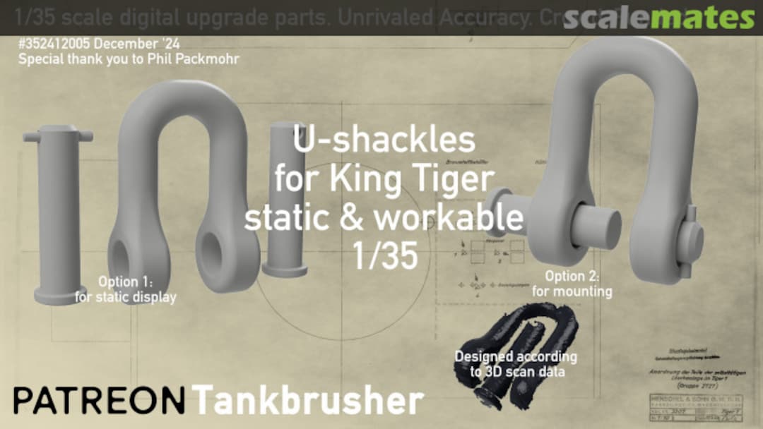 Boxart King Tiger Tow Shackles 352412005 Tankbrusher Scale Modeling