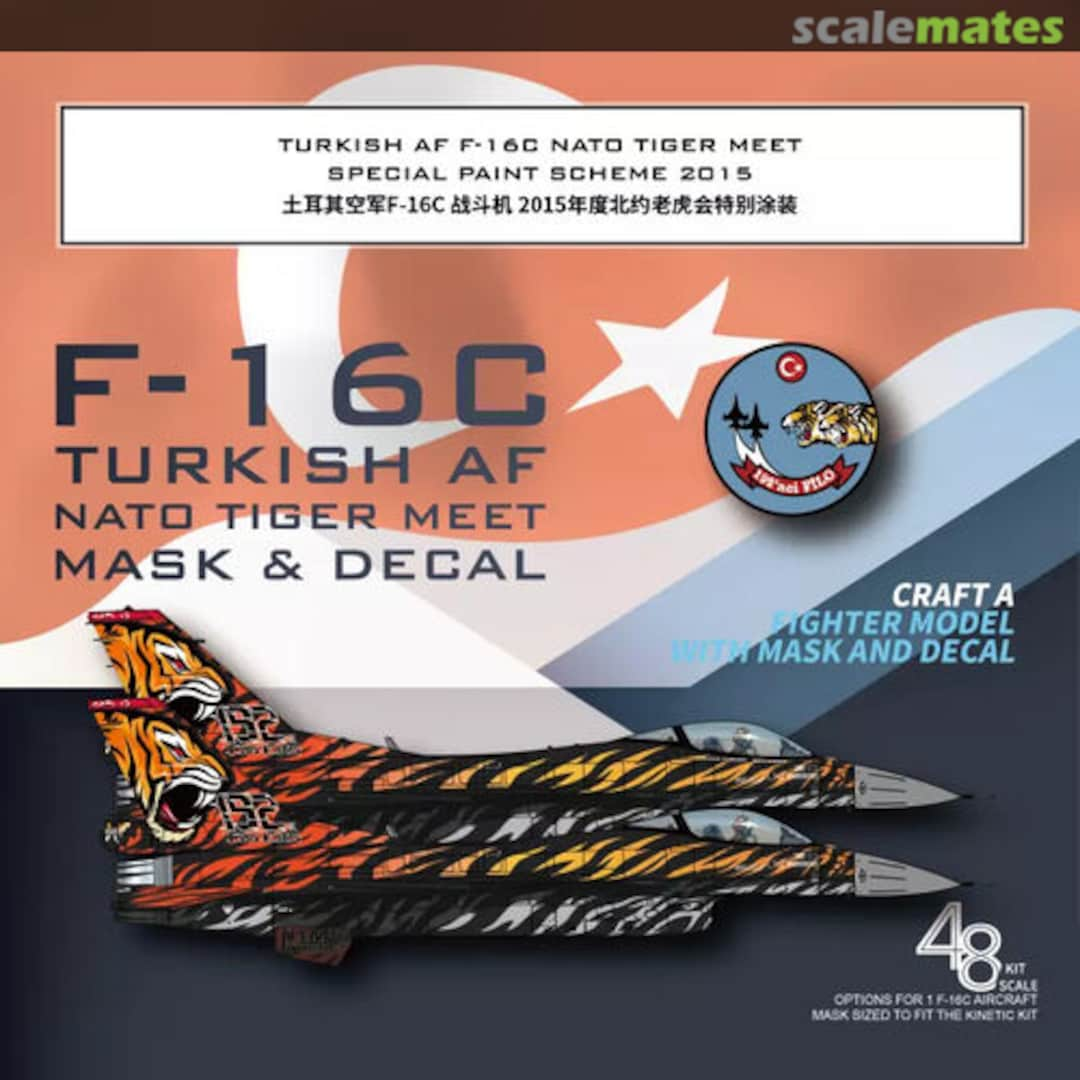 Boxart Turkish AF F-16C NATO Tiger Meet Special Paint Scheme 2015 Mask & Decal (For Kinetic 48102 G48083 Galaxy Model