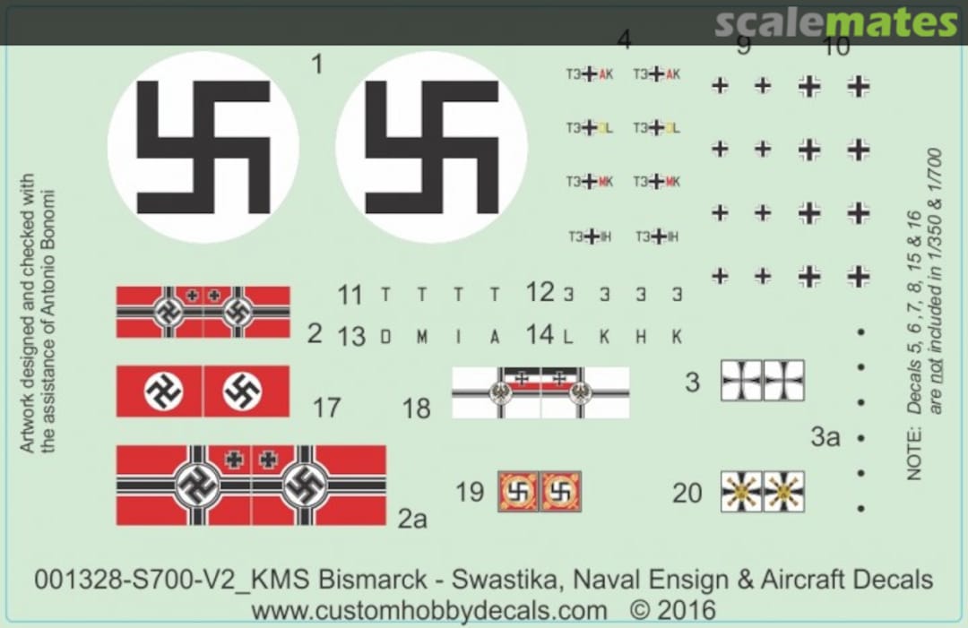 Boxart KMS Bismarck WS-001328-S700-V2 Custom Hobby Decals