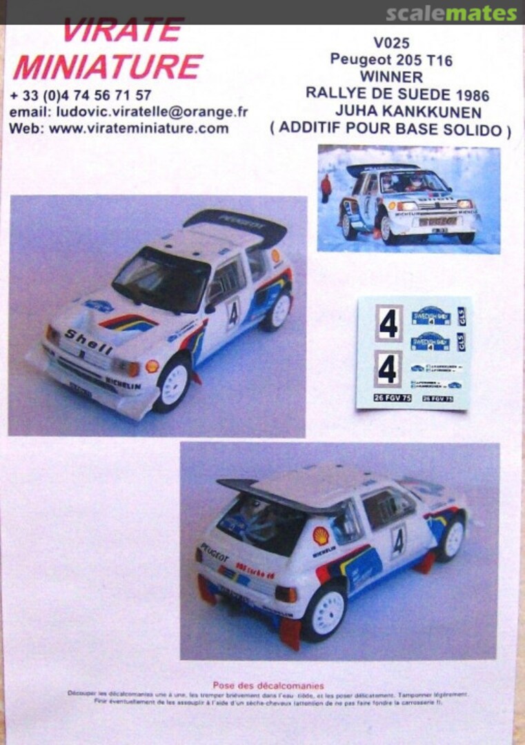 Boxart Peugeot 205 Turbo 16 E2 (26 FGV 75) "Shell" V025 Virate Miniature