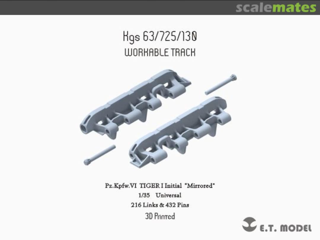 Boxart WWII German Tiger I Initial workable track "Mirrored" P35-005 E.T. Model