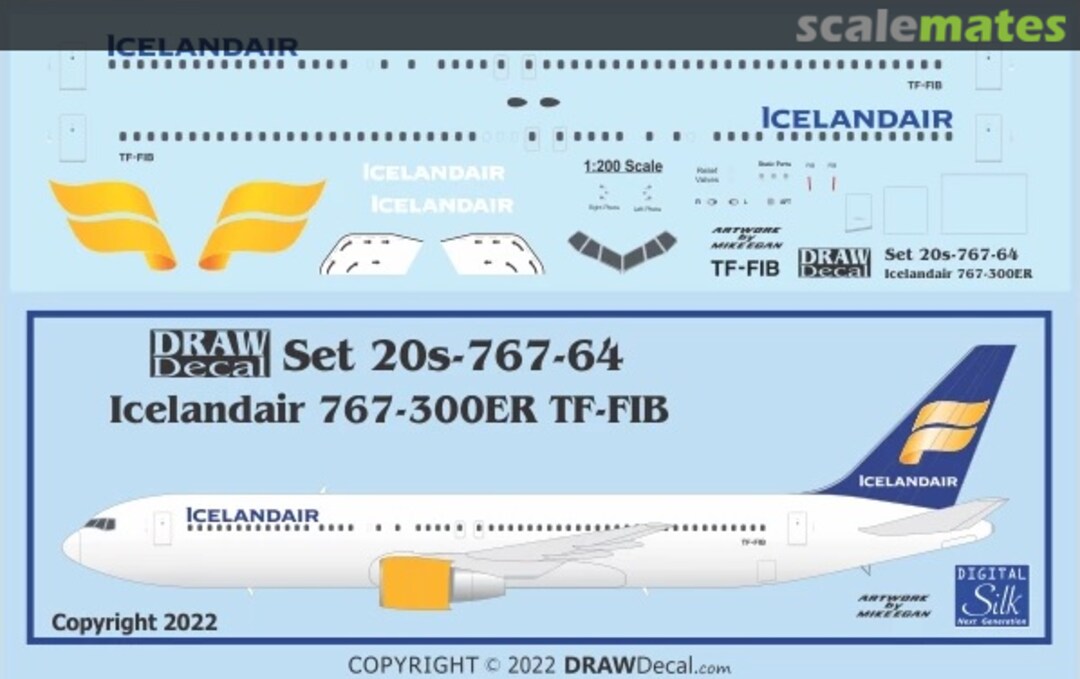 Boxart Icelandair 767-300ER TF-FIB 20-767-64 Draw Decal