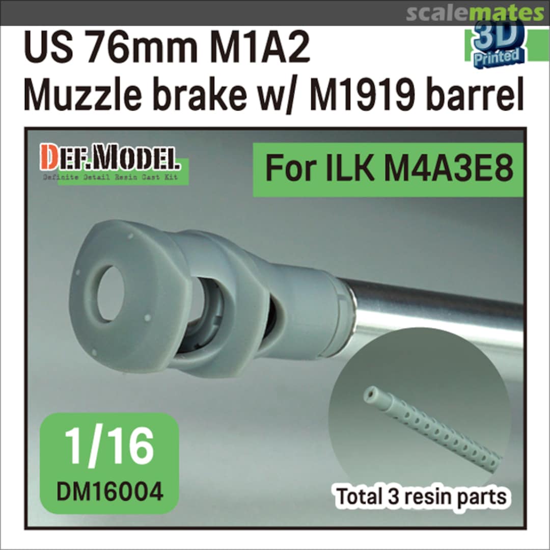 Boxart US 76mm M1A2 gun Muzzle brake w/ M1919 barrel(2pc) DM16004 Def.Model