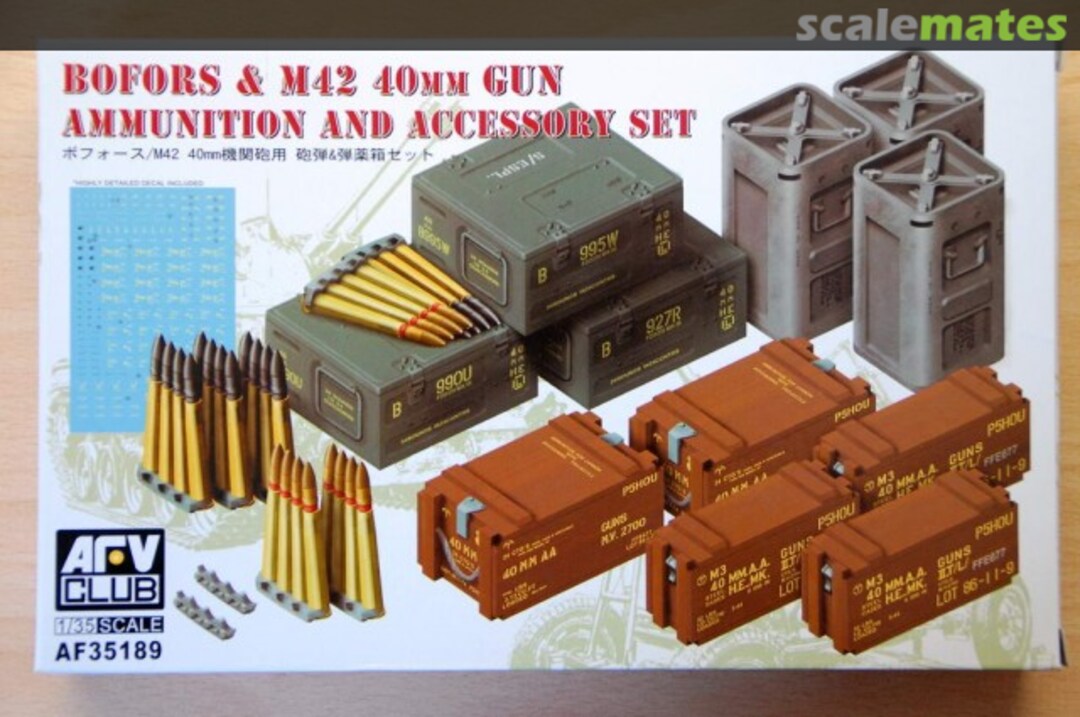 Boxart BOFORS & M42 40mm Gun Ammuntion and Accessory Set AF35189 AFV Club