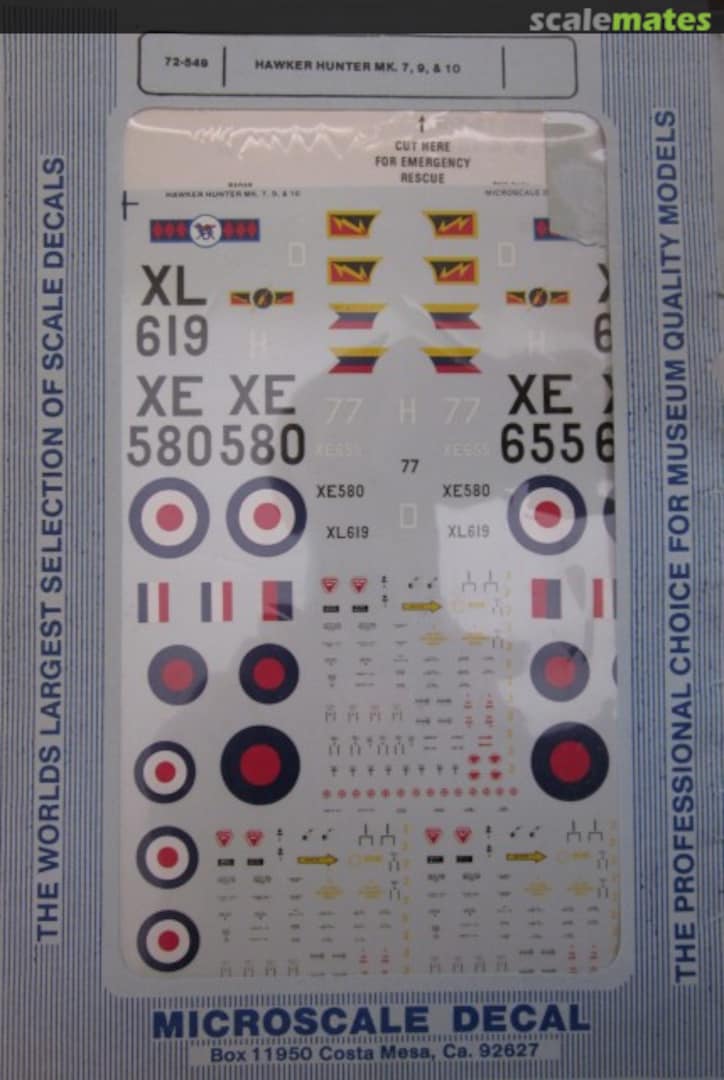 Boxart Hawker Hunter Mk.7, 9, & 10 72-549 Microscale