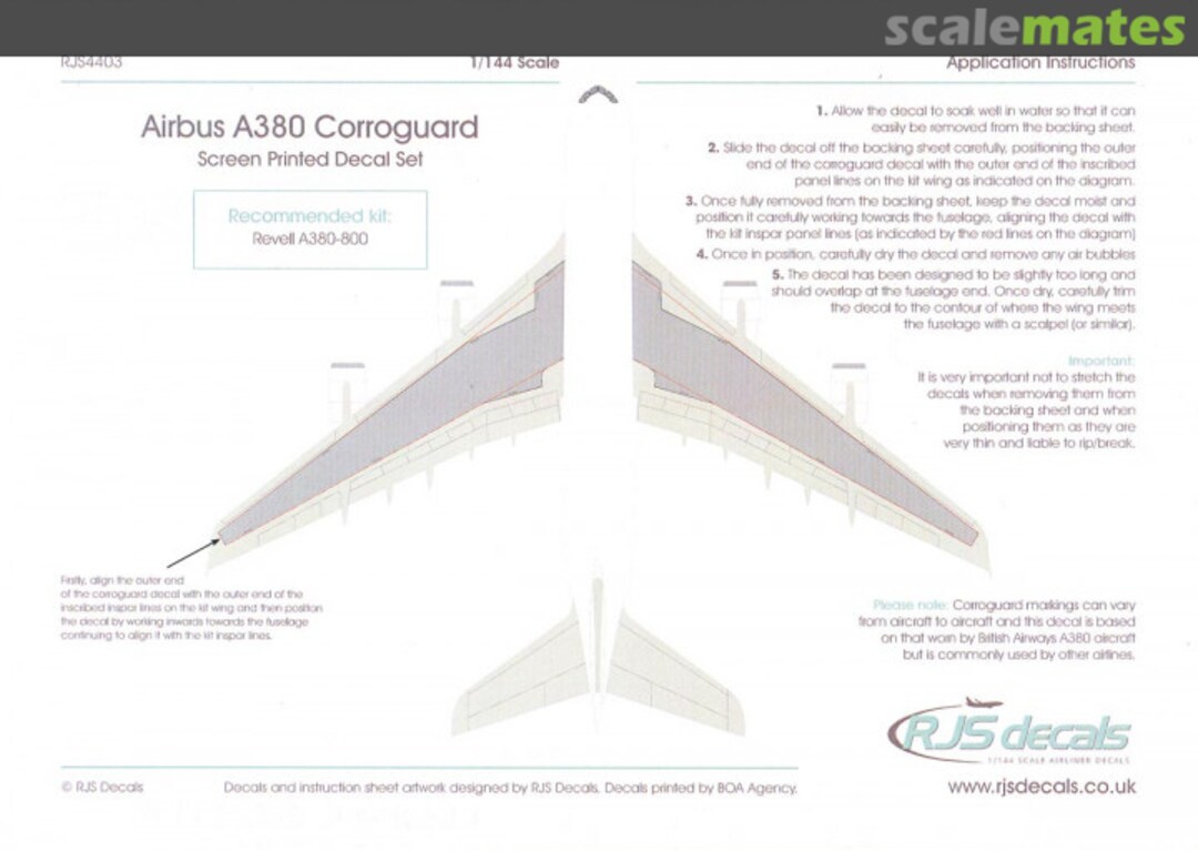 Boxart Airbus A380 Corroguard RJS4403 RJS Decals