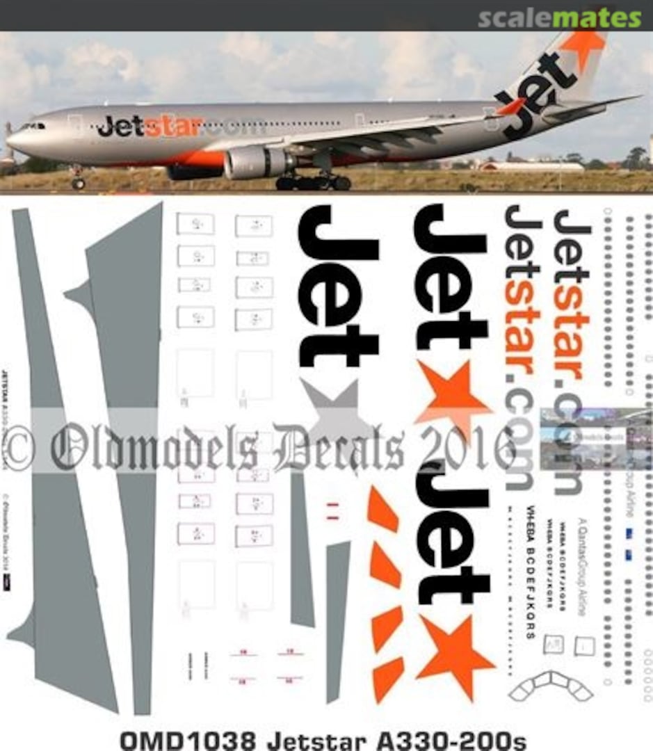 Boxart Jetstar A330-200s schemes OMD1038 Oldmodels Decals