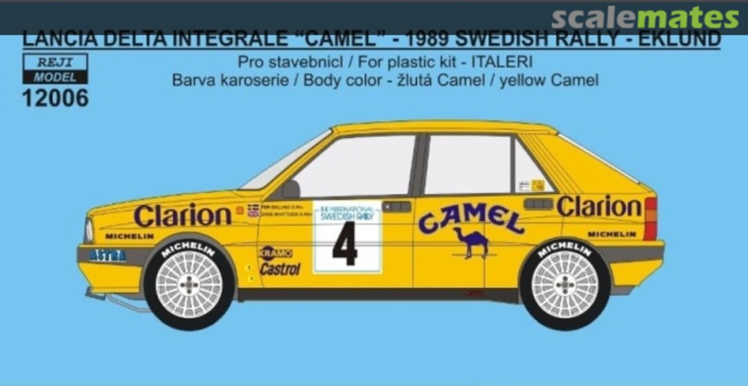 Boxart Transkit – Lancia Integrale „Camel“ - 1989 Swedish rallye - Eklund / Whittock 12006 REJI Model