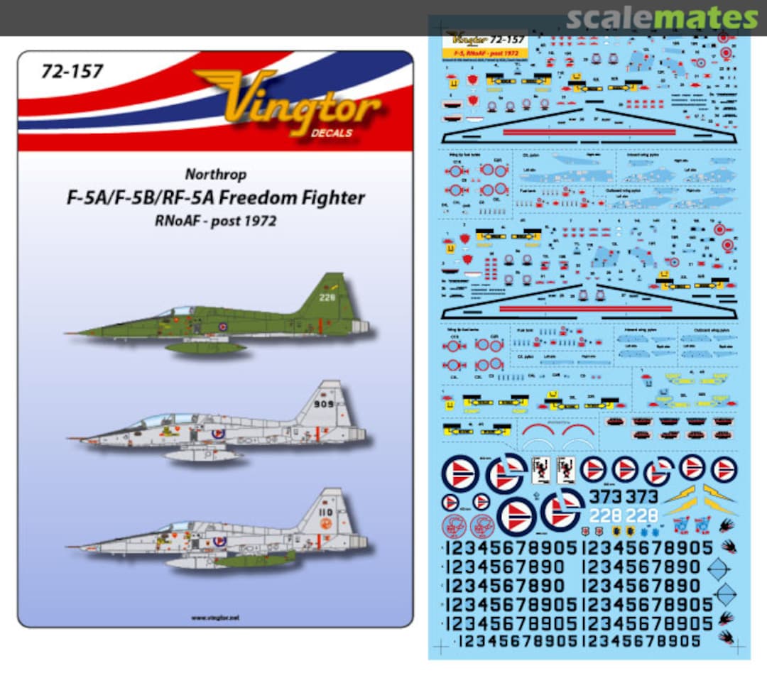 Boxart Northrop F-5A/F-5B/RF-5A Freedom Fighter 72-157 Vingtor Decals