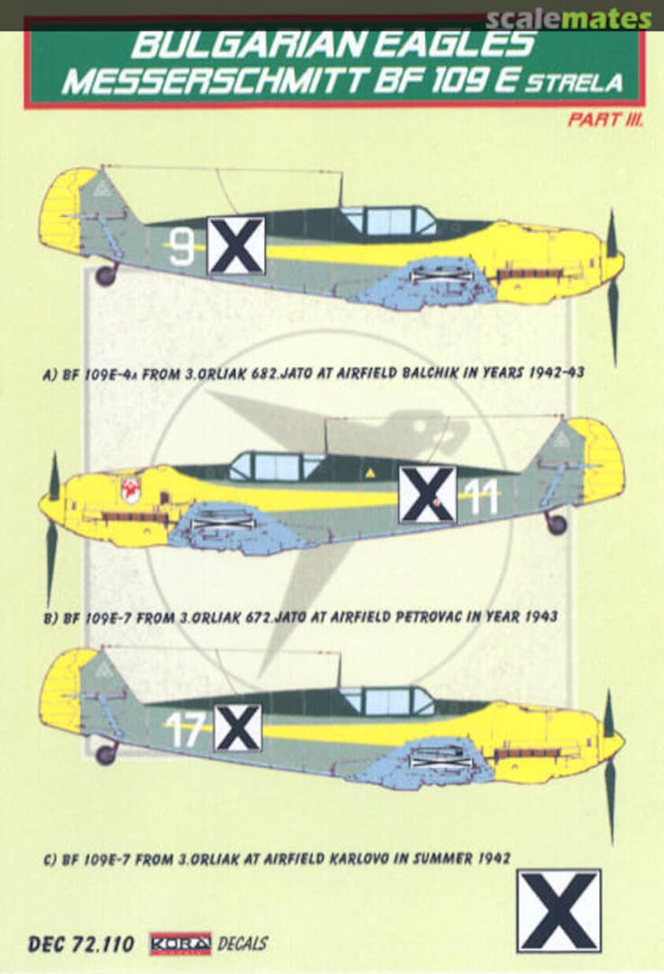 Boxart Messerschmitt Bf 109 E, Part III DEC72110 Kora Models