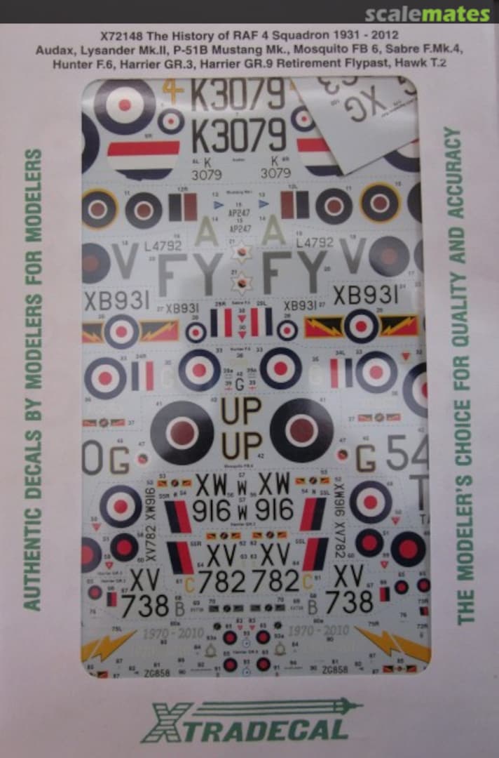 Boxart History of RAF 4 Squadron 1931-2012 X72148 Xtradecal