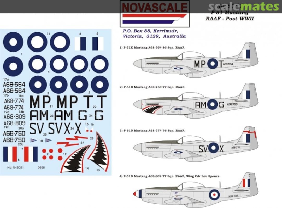 Boxart P-51 Mustang RAAF - Post WWII N-48051 Novascale