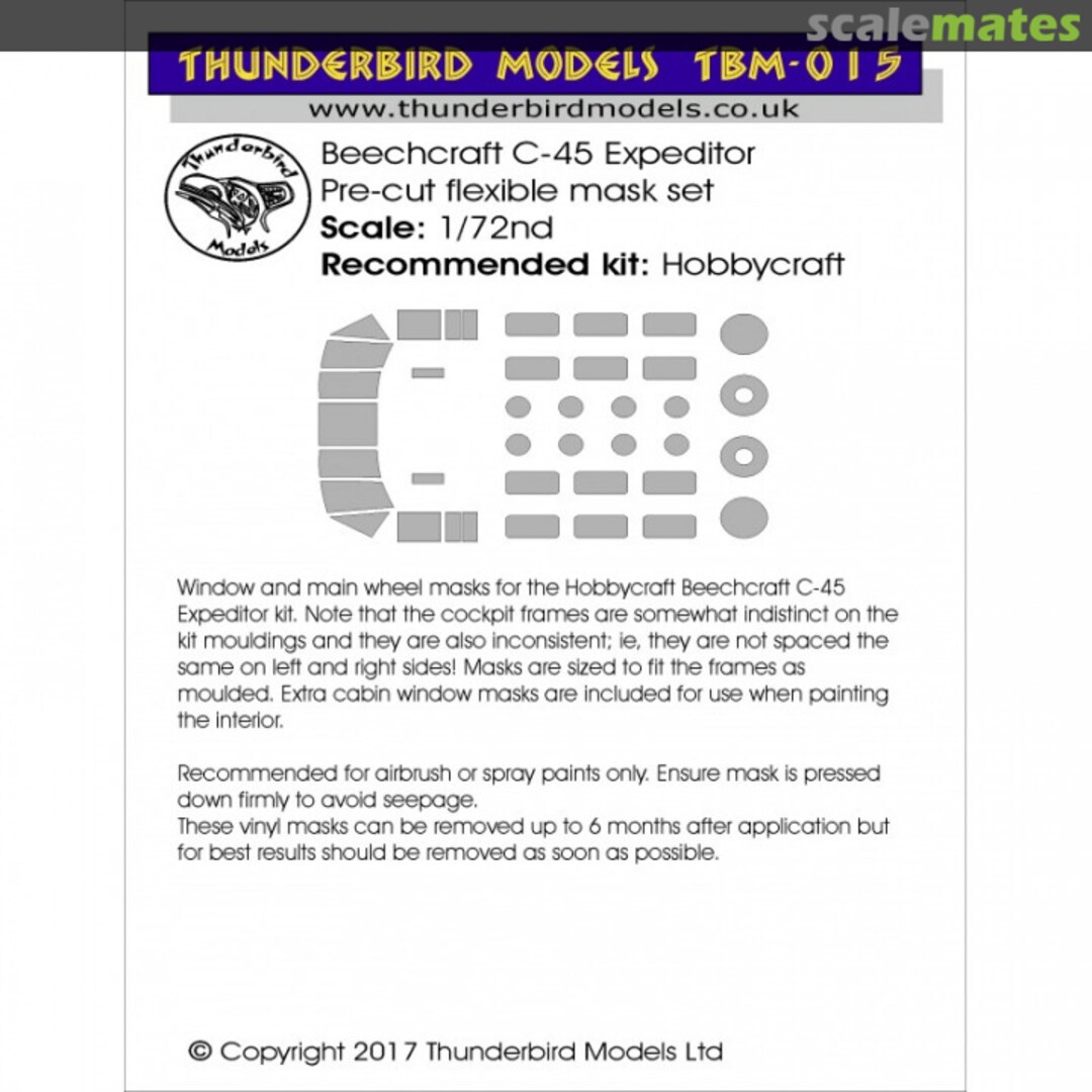 Boxart C-45 Expeditor Paint Masks TBM-015 Thunderbird Models