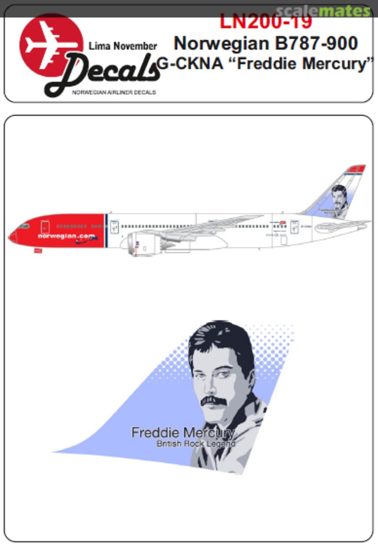 Boxart Norwegian Boeing 787-900 G-CKNA 'Freddie Mercury' LN200-19 Lima November Decals