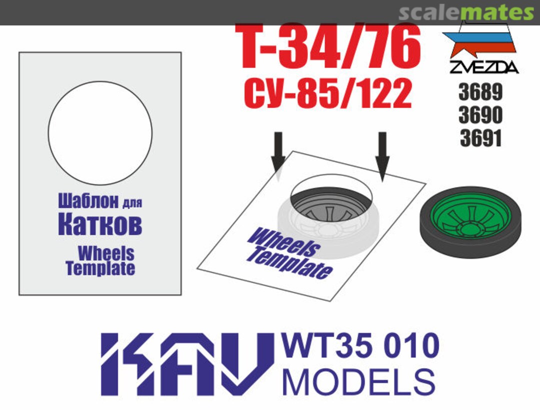 Boxart Wheels template T-34/76 (SU-122, SU-85) KAV WT35 010 KAV models