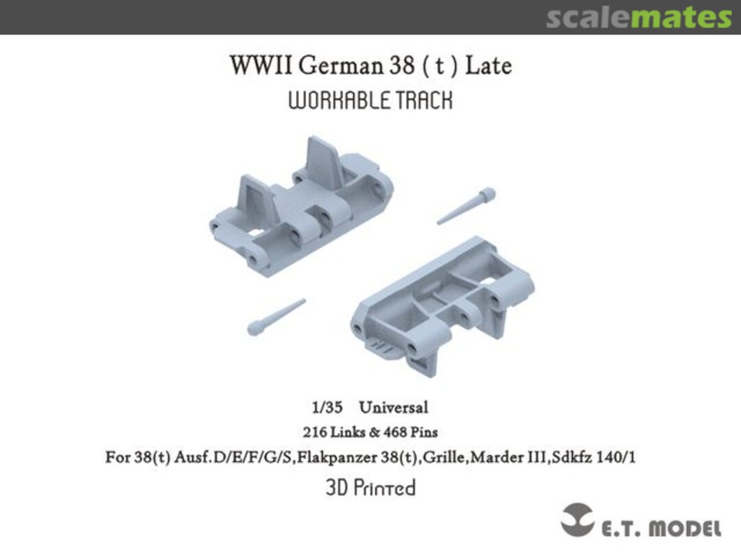 Boxart WWII German 38（t）Late Workable Track P35-007 E.T. Model