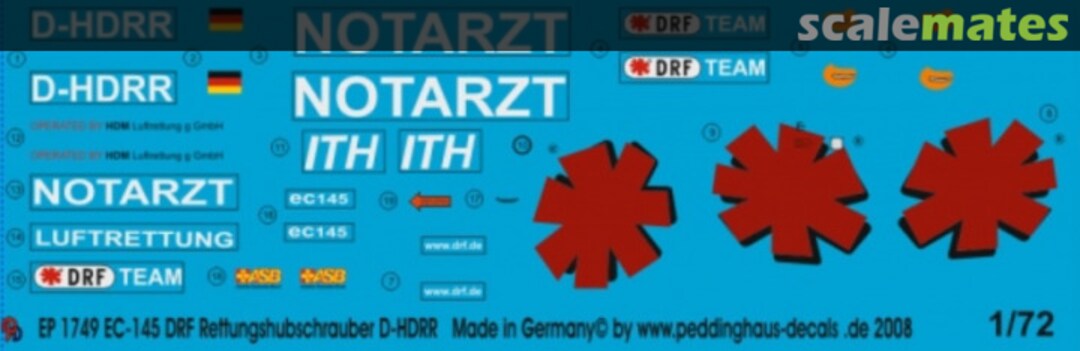 Boxart EC 145 DRF Rettungshubschrauber D-HDRR EP 1749 Peddinghaus-Decals