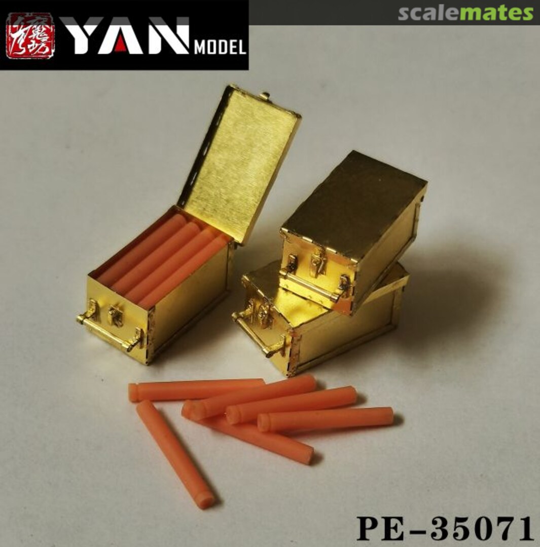 Boxart German 37mm Flak43 AA gun 16-Round Ammo Storage Carton (4pcs)+3D Print Resin Cartridge Ammunition (64pcs) PE-35071 Yan Model