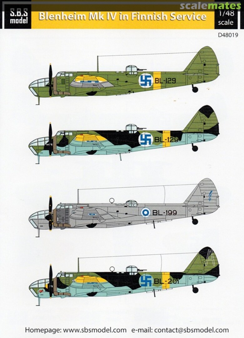 Boxart Bristol Blenheim Mk.IV/Mk.IVF in Finnish Service D48019 SBS Model