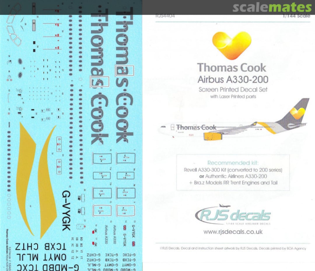 Boxart Thomas Cook Airbus A330-200 RJS4404 RJS Decals