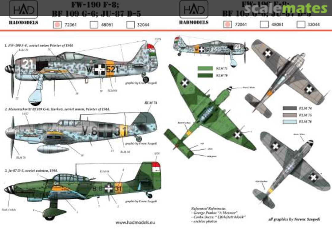 Boxart Bf 109, Ju-87D, Fw 190 F-8 72061 HADmodels 