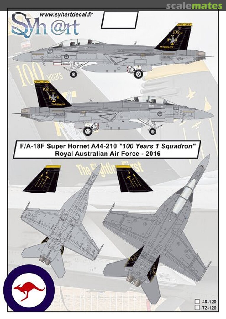 Boxart F/A-18F Super Hornet A44-210 "100 Years 1 Squadron" 72-120 Syhart