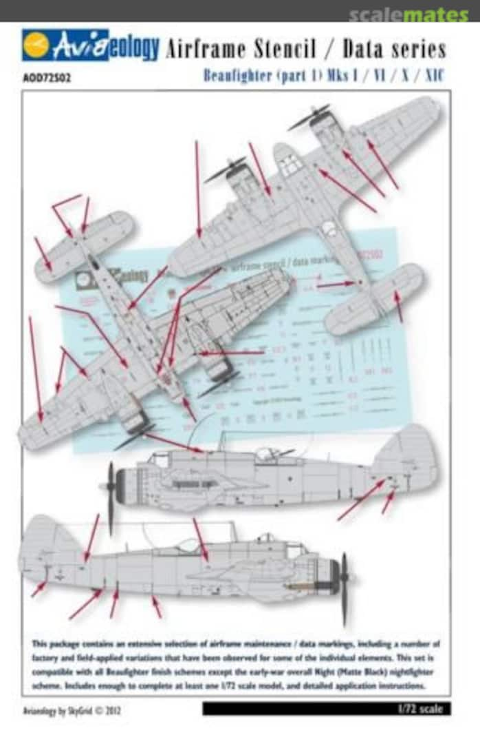 Boxart Bristol Beaufighter airframe stencil data AOD72S02 Aviaeology