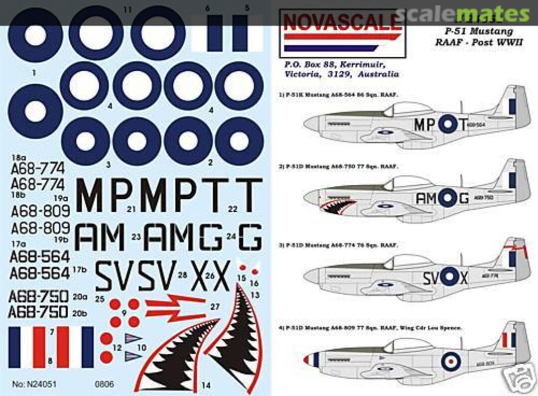 Boxart P-51 Mustang RAAF - Post WWII N-24051 Novascale