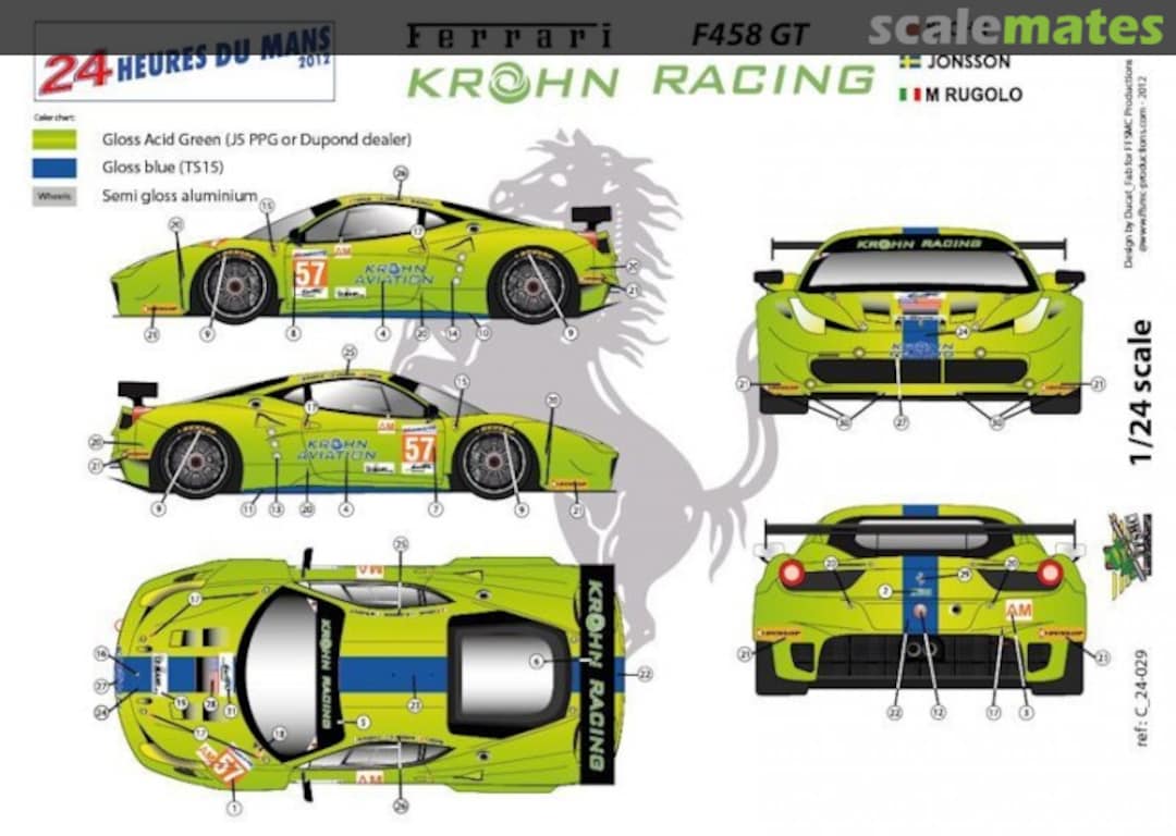 Boxart Ferrari 458 Italia GTC #2844 "KROHN AVIATION" C 24-030(29) FFSMC Productions