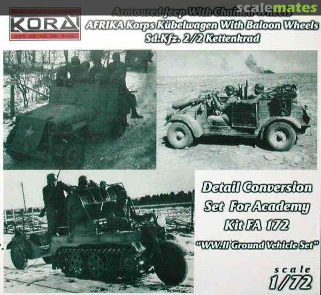 Boxart Armoured Jeep, Afrika Korps Kübelwagen & Sd.Kfz. 2/2 kettenkrad AC7210 Kora Models